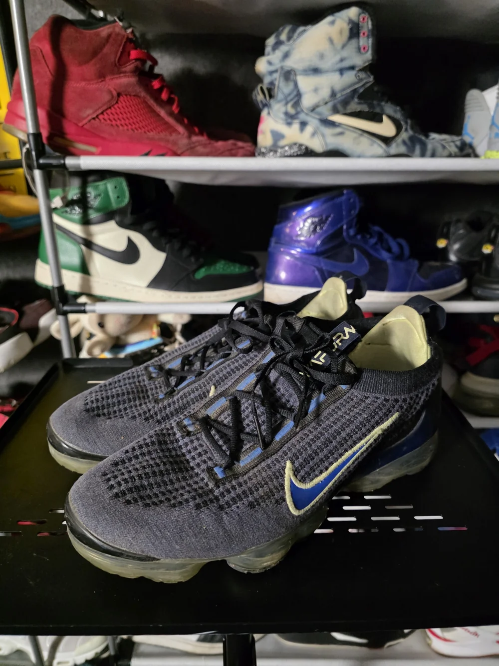 🔥 Nike VaporMax Flyknit Sneaker in Black Yellow Men Size 9